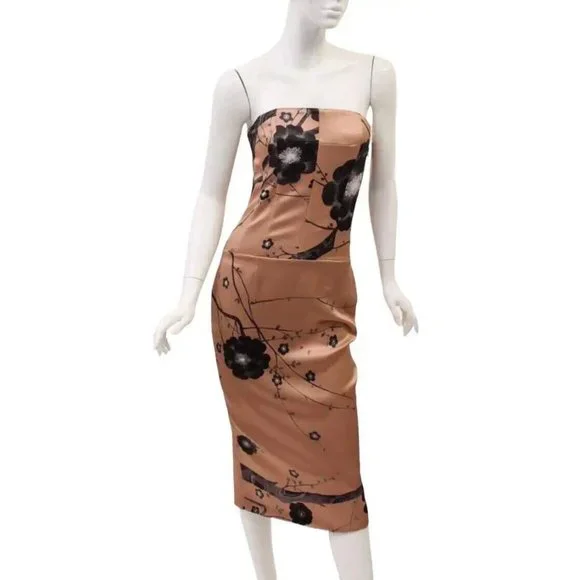 New Tom Ford Nude Cherry Blossom Embellished Asymmetric Wing Dress+Top - Picture 3 of 9